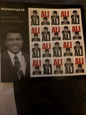 Muhammad Ali Pop forever stamps- Red, Black & White
